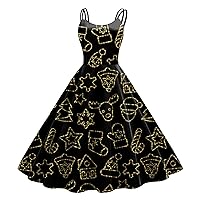 Semi Formal Dresses for Women 2024 with Sleeves,Women Casual Easter Print Dress Sleeveless Round Neck Strap Dre