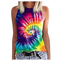 Tank Tops for Women Casual Summer 2023 Sleeveless O Neck T Shirts Tropical Print Trendy Cute Comfy Soft Blouse Clothes