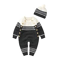 Zip up Hoodie Kids Sweater Outfits Set Jumpsuit Knitted Baby Cotton Boy Hat Romper Toddler Baby Girl Outfit