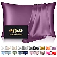 Silk Pillowcase for Hair and Skin, Mulberry Silk Pillow Cases Queen Size Smooth Anti Acne Cooling Beauty Sleep Both Sides Natural Silk Satin Pillowcases with Hidden Zipper, Gifts for Women Men, Plum