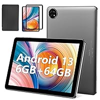 Tablet 10.1 inch Android 13 Tablets, 6(2+4) GB RAM+64GB ROM, 6000mAh, 1280 x 800 FHD, IPS Screen, 2+8MP Dual Camera, 2.4G WiFi, Bluetooth (Black)
