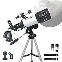 Fenbeli Telescope for Adults & Kids, 70mm Aperture (15X-150X) Portable Refractor Telescopes for Astronomy Beginners, 300mm Professional Travel Telescope with Phone Adapter & Wireless Remote (White)