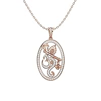 Certified 14K Gold OM Design Pendant in Round Natural Diamond (0.77 ct) with White/Yellow/Rose Gold Chain Religious Necklace for Women