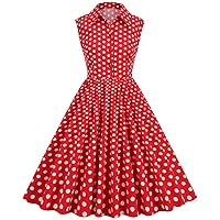 1950s Dresses for Women Vintage Elegant Sleeveless Polka Dot Knee Length Cocktail Swing Dress Audrey Hepburn Dresses