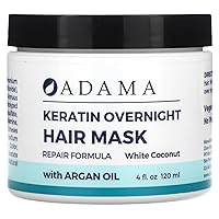 Zion Health Adama, Keratin Overnight Hair Mask, White Coconut, 4 fl oz (120 ml)