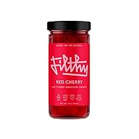 Filthy Red Maraschino Cocktail Cherries, 9 Oz Jar, 15 Long Stemmed Cherries