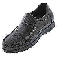 CALTO Men's Invisible Height Increasing Elevator Shoes - Leather Slip-on Lightweight Casual Loafers - 3.2 Inches Taller