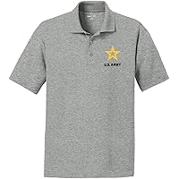 US Army Star Logo Black Chest Print Textured Polo Shirt