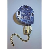 Ze-268S2 Zing Ear Pull Chain Ceiling Fan 3-Speed Switch Brass Finish
