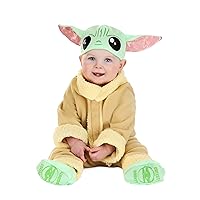 STAR WARS Grogu Official Infant Deluxe Costume - Premium Quality Minky Fabric and Non-Slip Grip Booties - 0-6 Months
