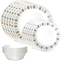 Corelle Vitrelle 18 Piece Glass Dinnerware Sets, Service for 6, Triple Layer Chip & Crack Resistant Glass Plate and Bowl Sets, Anders