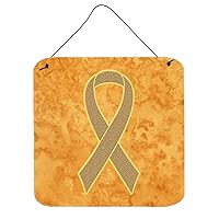 Caroline's Treasures AN1219DS66 Peach Ribbon for Uterine Cancer Awareness Wall or Door Hanging Prints Aluminum Metal Sign Kitchen Wall Bar Bathroom Plaque Home Decor, 6x6, Multicolor