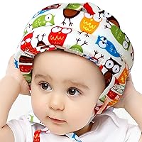 IULONEE Baby Infant Toddler Helmet No Bump Safety Head Cushion Bumper Bonnet Adjustable Protective Cap Child Safety Headguard Hat for Running Walking Crawling Safety Helmet for Kid (Beige Owl)