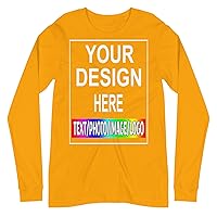 Personalized Tee Custom Long Sleeve Shirts for Men, Women Design Your Own Image Text Photo Front, Back Print
