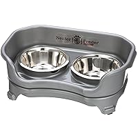 Neater Feeder - Express Model - Mess-Proof Dog Bowls (Small, Gunmetal) – Made in USA – Elevated, No Spill, Non-Tip, Non-Slip, Raised Stainless Steel Food & Water Pet Bowls