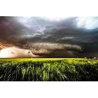 Storm Photography Print (Not Framed) Picture of Supercell Thunderstorm Over Wheat Field on Spring Day in Oklahoma Sky Wall Art Nature Decor (12