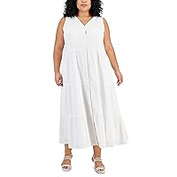 Plus Size Sleeveless Button- Front Maxi Dress