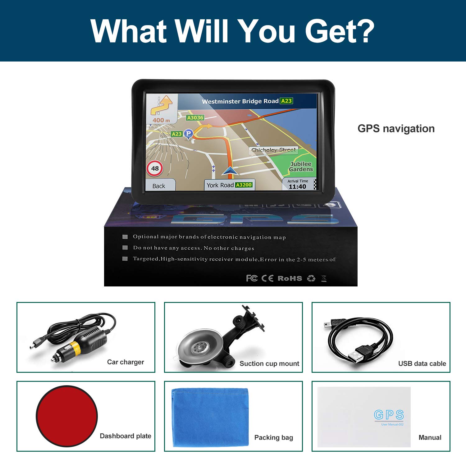 GPS Navigation for Car,Latest 2023 Map, 9 inch Touch Screen Real Voice Spoken Turn-by-Turn Direction Reminding Navigation System for Cars, GPS Satellite Navigator with Free Lifetime Map Update