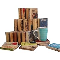 Book Coasters for Drinks - 24 Classic Title Options Handmade from Reclaimed Wood