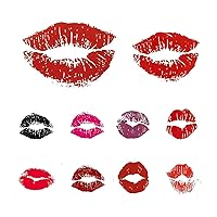144PCS (48Sheets) Red Lips Tattoo, Small Temporary Kiss Fake Stickers, Self-adhesive Waterproof Face Body Stickers for Women Girls Party Valentine's Day Decor,10 style