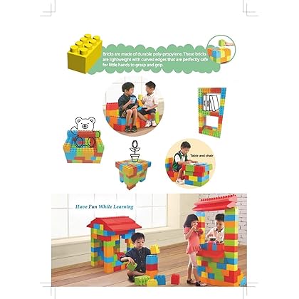 MassBricks Jumbo Plastic Building Blocks - 86 Pieces Giant Toddler Bricks Kids, Boys, Girls Age 1 - 8 Play Large Educational, Construction, Stacking Toys BPA Free Storage bin for (1 Pack)