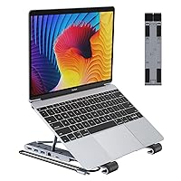 LIONWEI Laptop Stand with USB Ports,5 Levels Anti-Slip Portable Laptop Riser with 4K HDMI/2 USB 3.0 Ports /100W PD, Aluminum Ergonomic Computer Tablet Stand Holder for Air Pro, Dell, HP, Lenovo
