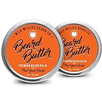Wild Willies Premium Beard Balm Leave-In Conditioner (2 Pack) - Beard Softener with Essential Oils Nourishes & Hydrates Facial Hair - Beard Butter for Healthy Mustache & Daily Grooming Routine, 2 Oz