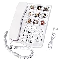 Landline Phone, Big Button Phone for Seniors, Telephone Can One-Touch Dialling with 9 Piction, Suitable for People with Vision Disorders/Hearing Damage, Corded Phone Can Be Used for Home, Office