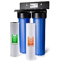 WGB22B 2-Stage Whole House Water Filtration System with 20” x 4.5” Fine Sediment and Carbon Block Filters, Removes 99% of Chlorine