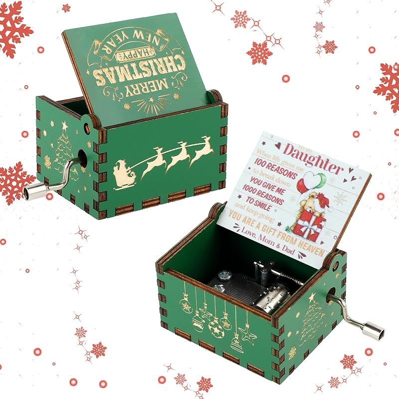 Mua Amaxiu Christmas Music Box Gift, Wooden Hand Crank Music Boxes ...