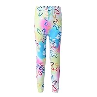 Teen Girls' Colorful Flowers Print Milk Silk Stretch Leggings Pants Gymnastic Yoga Ankle Length Tight Pants