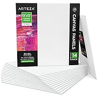 ARTEZA Canvases for Painting, Bulk Pack of 14, 12 x 12 Inches, Primed, 100% Cotton Blank Art Canvas Boards for Acrylic Pouring and Oil Painting, Art Supplies for Adults and Teens