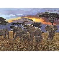 Paint by Numbers Junior Elephants, DIY Picture Approx. 40 x 32.5 cm, Includes 7 Acrylic Paints, Brush and Printed Painting Card, Ideal for Beginners and Children from 8 Years