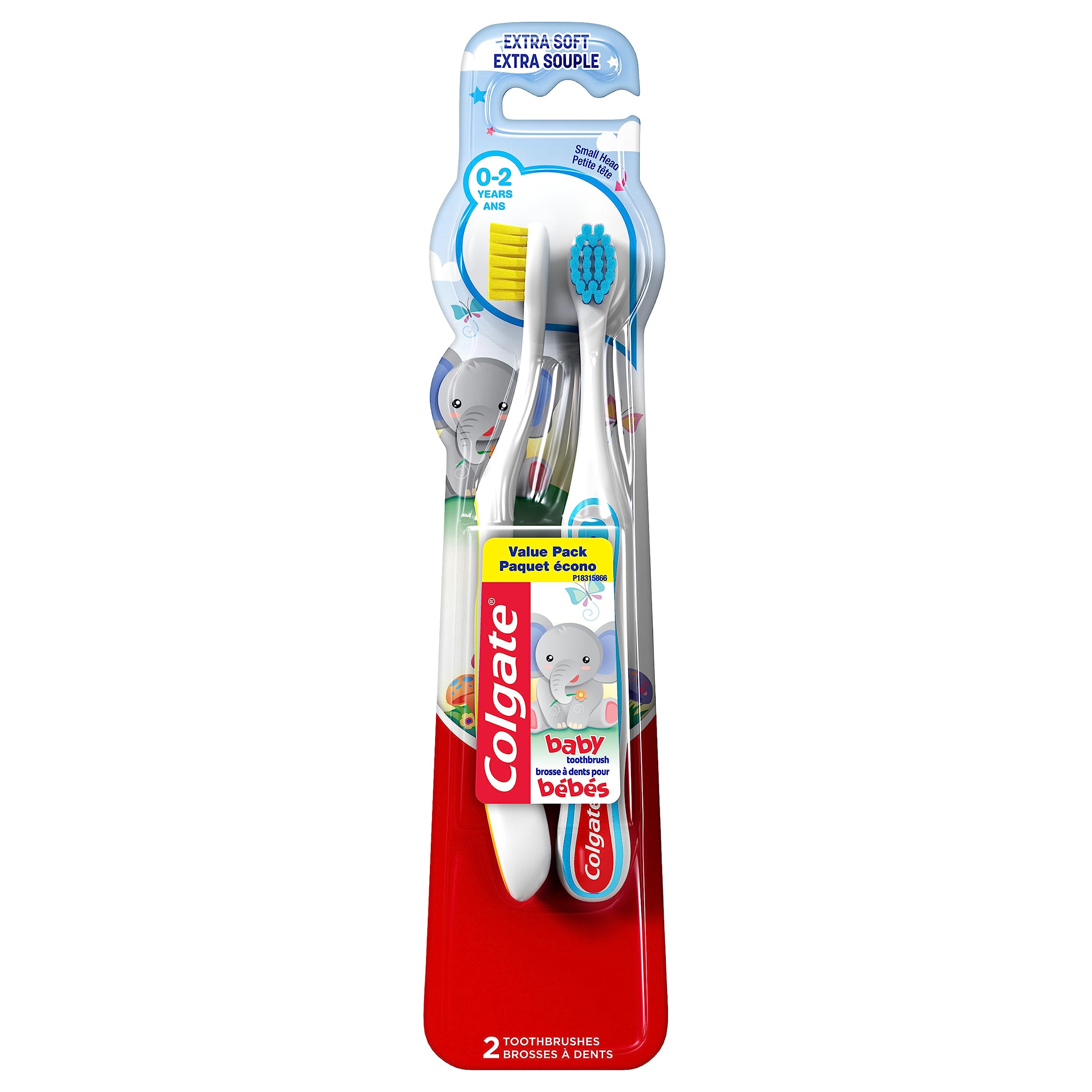 Colgate Kids My First Toothbrush, Extra Soft Baby Toothbrushes, 2 Pack