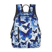 Laptop Backpack 14.7 Inch with Compartment Blue Butterflies Laptop Bag Lightweight Casual Daypack for Travel