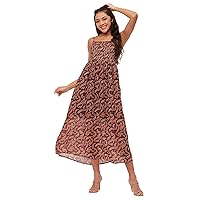 Printed Smocked Dress, Sleeveless Adjustable Strap Maxi Dress