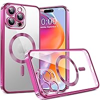 Humixx 8 Colors Magnetic for iPhone 15 Pro Max Case Clear, Exact Lens Protection, Compatible with MagSafe, 12 FT Shockproof Protective for iPhone 15 ProMax Case Women Men, Lustrous Pink