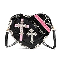 KUANG! Gothic Punk Purse Cross Studded Heart Shoulder Bag Lolita Chain Handbag for Women