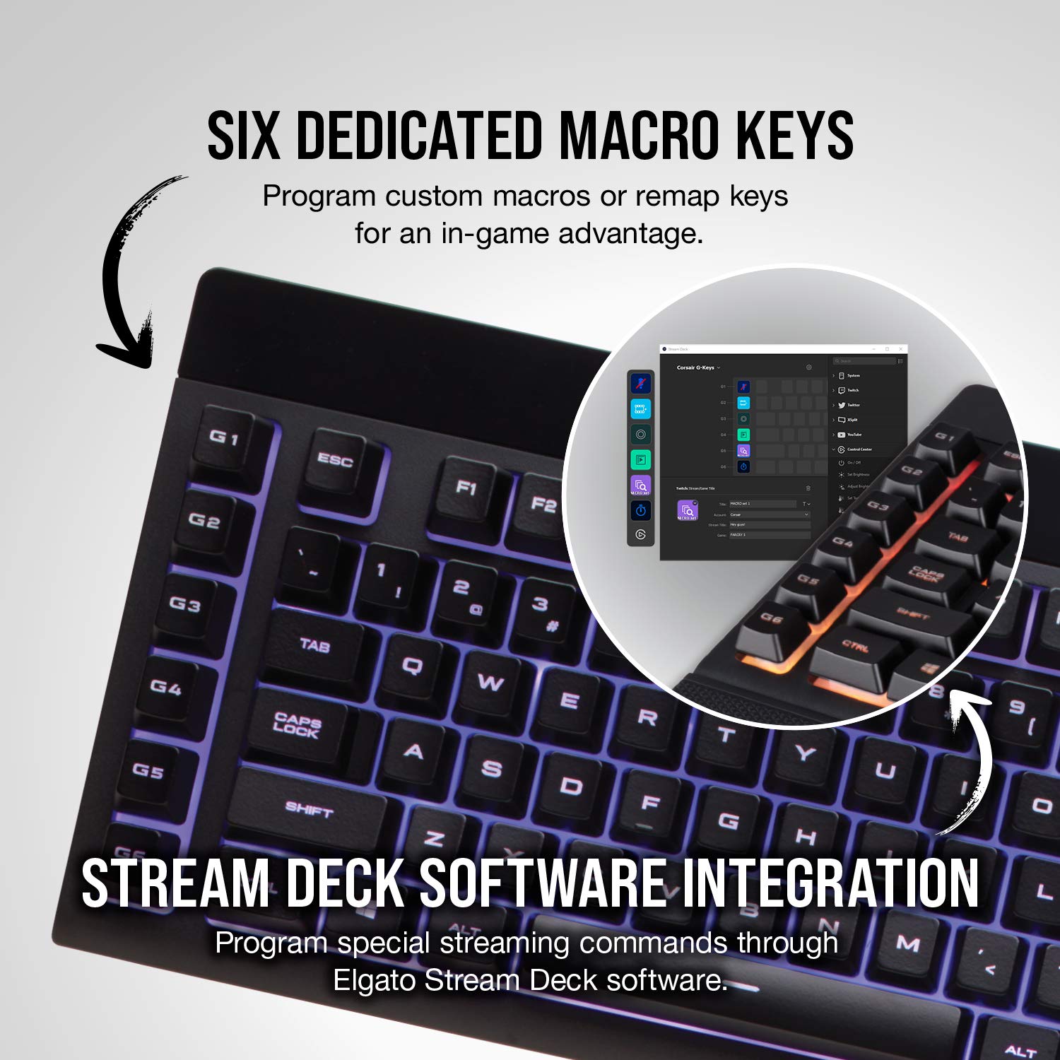 Corsair K55 RGB Gaming Keyboard – IP42 Dust and Water Resistance – 6 Programmable Macro Keys – Dedicated Media Keys - Detachable Palm Rest Included (CH-9206015-NA) , Black