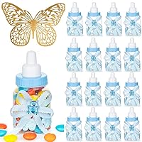 Baby Shower Bottles, 48Pcs Mini Boy Baby Shower Favors Candy Bottle for Newborn Baby Baptism Party, Baby Shower Party décor (Blue, 48)