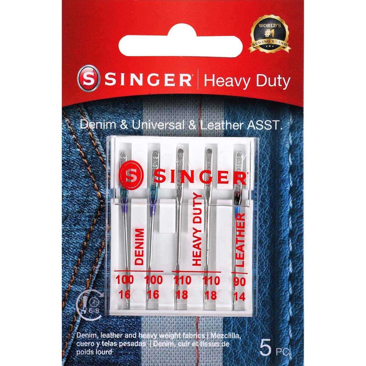 SINGER 04801 Universal Heavy Duty Sewing Machine Needles, 5-Count (Packaging May vary)
