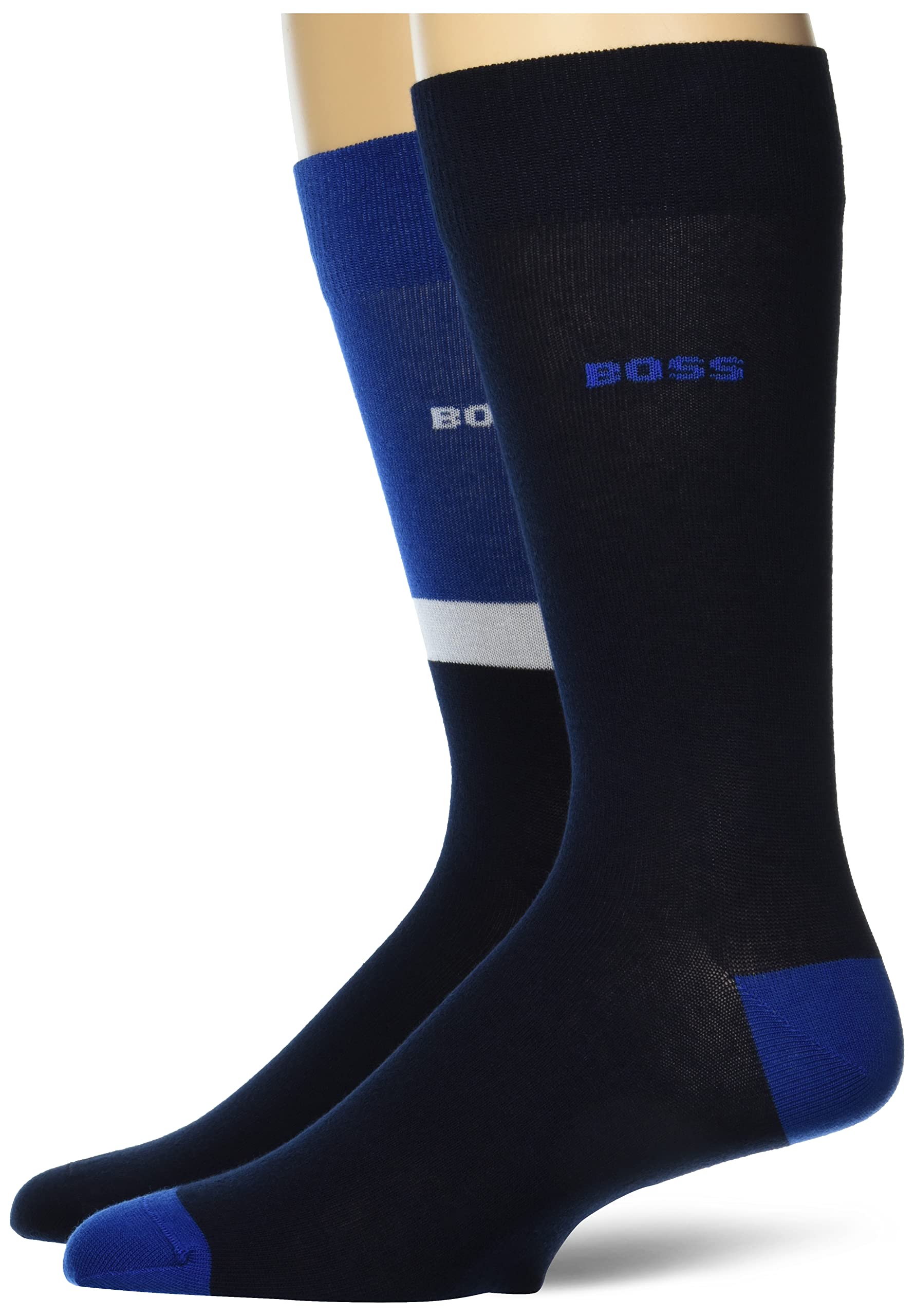 BOSS mens 2 Pack Cotton Blend Block Color Socks