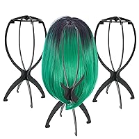 3 Pack Wig Stand, Wig Head Stand Portable Wig Holder for multiple Wigs, 13.8 Inches Wig Display Tool Travel Wig Stand for All Wigs (Black, 3PCS)