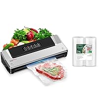 Bonsenkitchen Vacuum Sealer Machine with 8 in x 50 ft Rolls 2 Pack Seal Bags