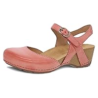 Dansko Tiffani Wedge Sandal for Women - Cushioned, Contoured Footbed for All-Day Comfort and Support - Hook & Loop Strap with Buckle Detail - Lightweight Rubber Outsole