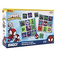 SHUFFLE Spidey and his Amazing Friends Bingo, Match Spidey, Friends and Villains in this Fun Game for Marvel Fans, Great Gift, 2-4 Players, Ages 3+ Years