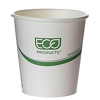 ECO PRODUCTS Compostable Disposable GreenStripe 10oz Coffee Cups, Case of 1000, White Single Wall Hot Paper Cup, Plant Based PLA Lining, Biodegradable