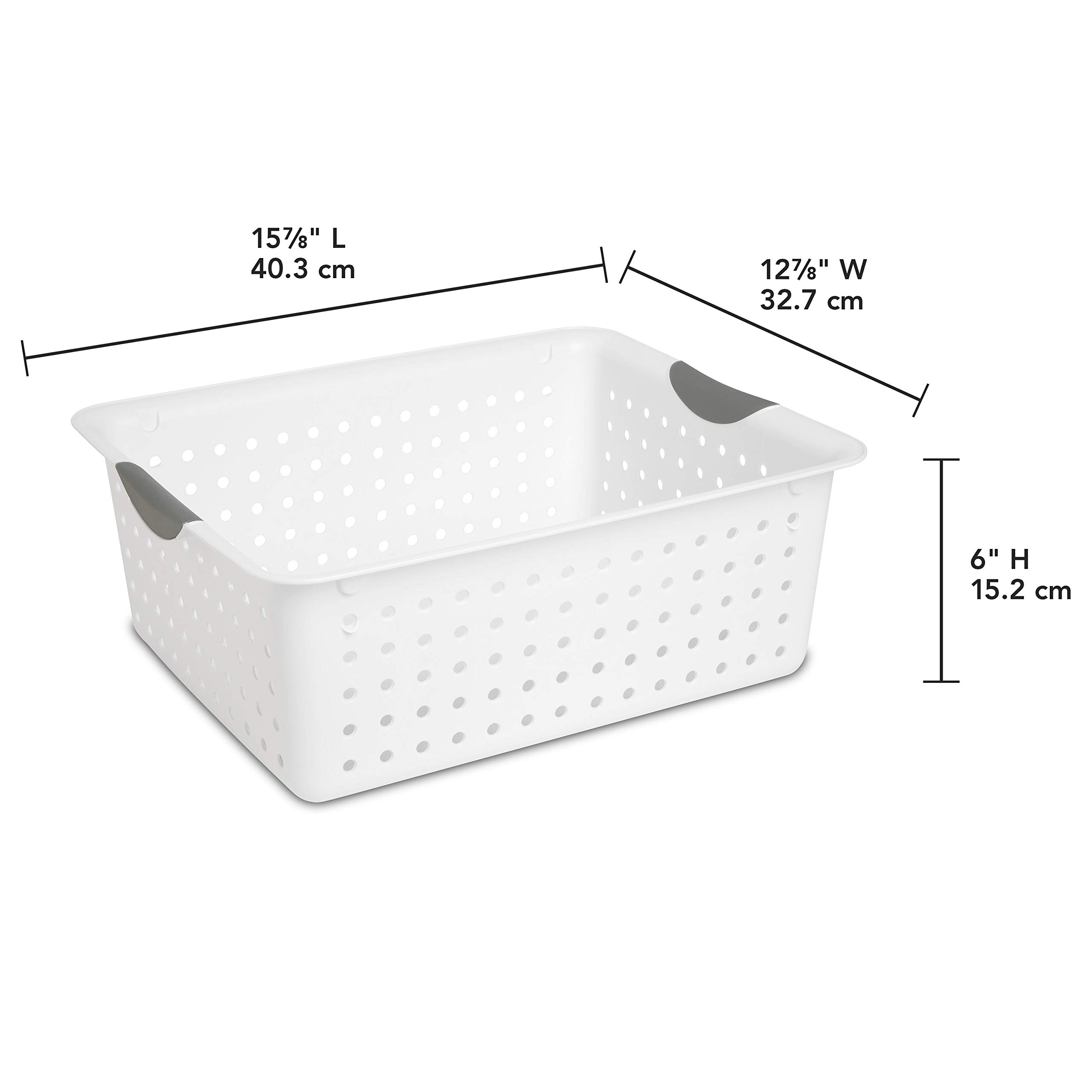 Sterilite Large Ultra Basket, Storage Bin to Organize Closets, Cabinets, Pantry, Shelving and Countertop Space, White, (Pack of 6)