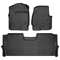 Husky Liners - Weatherbeater | Fits 2017 - 2024 Ford F-250/F-350, F-450 Super Duty Crew Cab w/ Fold Flat Storage - Front & 2nd Row Liner - Black, 3 pc.| 94061, Black
