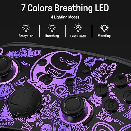 [Luminous Pattern] Switch Controller, FUNLAB Switch Pro Controller Wireless Compatible with Nintendo Switch/OLED/Lite, Firefly Bluetooth Remote Gamepad with 7 LED Colors/Paddle/Turbo/Motion Control